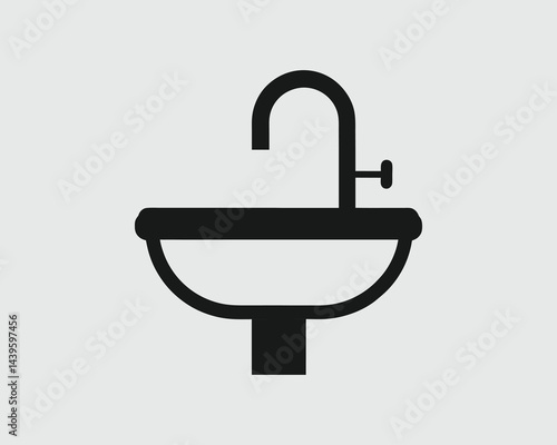 Simple Vector Bathroom Sink Illustration Isolated
