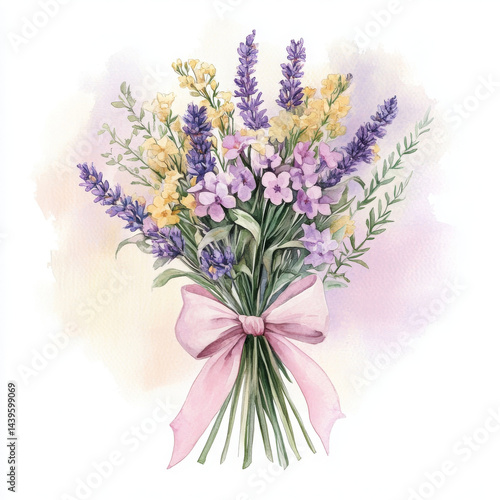Watercolor bouquet gives soft, calming feeling