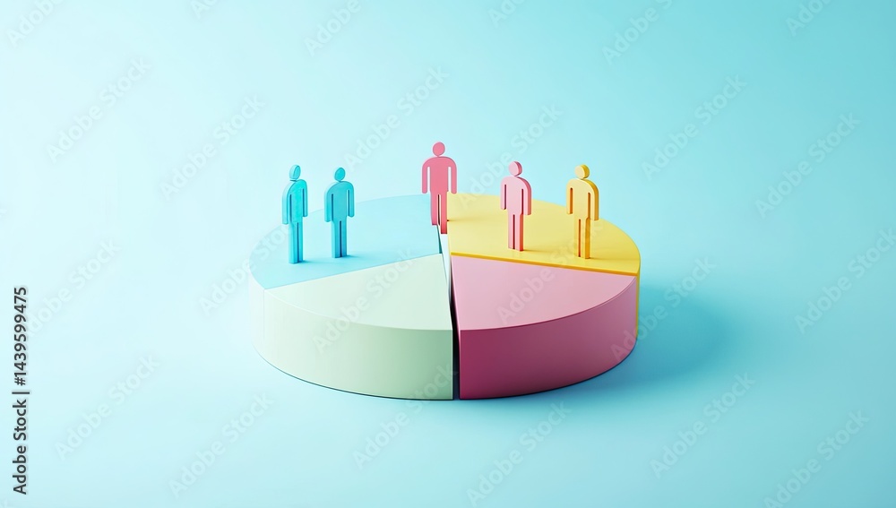 Obraz premium Colorful pie chart with people