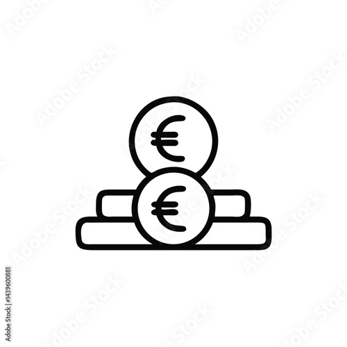 euro coins stack on white background for web and graphic design