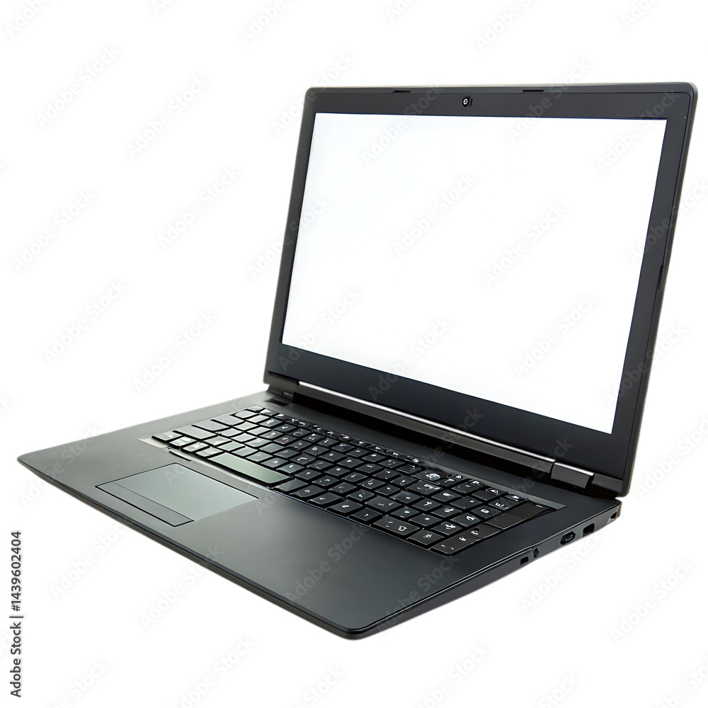 Black laptop with blank screen, isolated on black background. Black laptop with blank screen, isolated on black background.