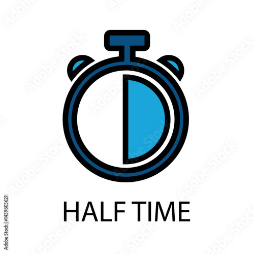 Half Time Stopwatch. Mid-Game Interval ICON