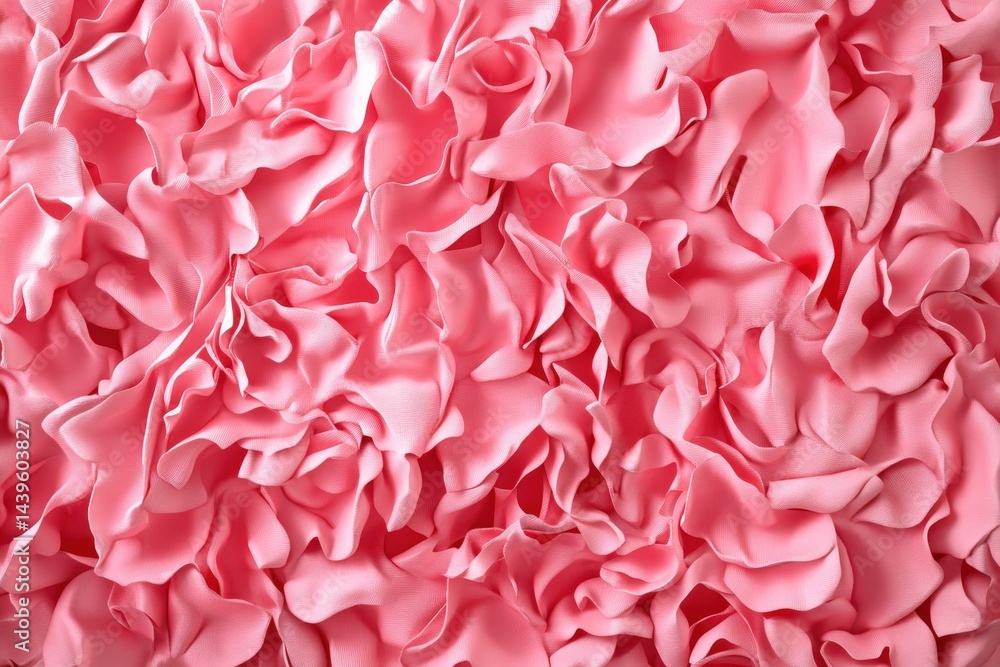 Closeup view of ruffled pink fabric texture. Closeup view of ruffled pink fabric texture.