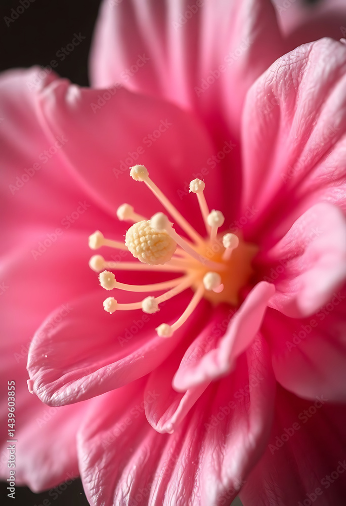 Fototapeta premium close up of a pink flower with a black background