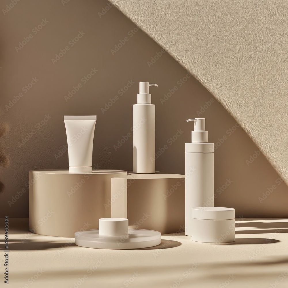 White cosmetic products display White cosmetic products display