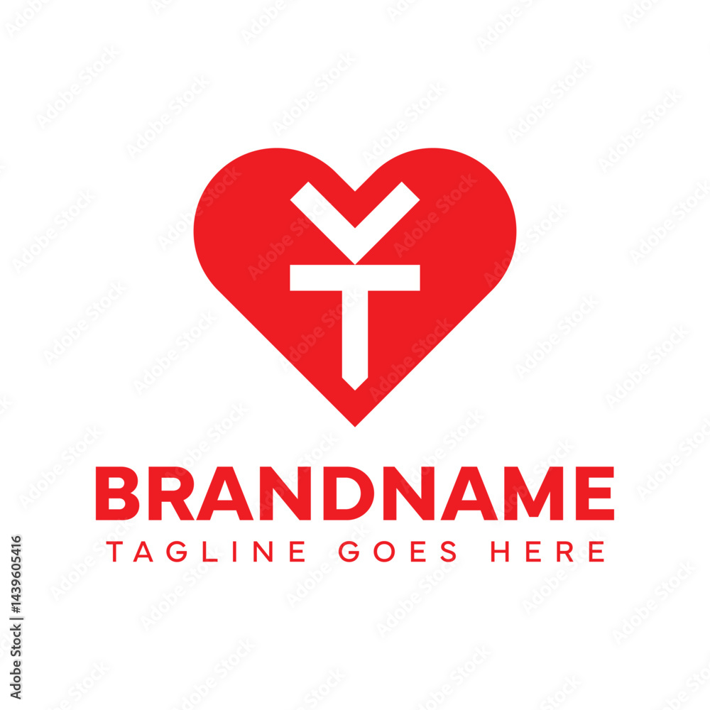 Obraz premium Letters VT Love Logo, symbolizing love, care, and connection