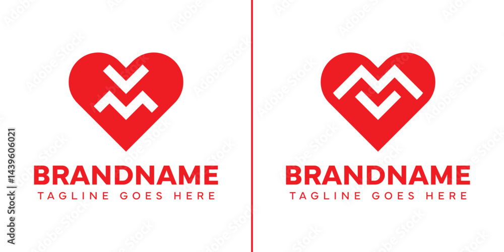 Obraz premium Letters VM and MV Love Logo, symbolizing love, care, and connection