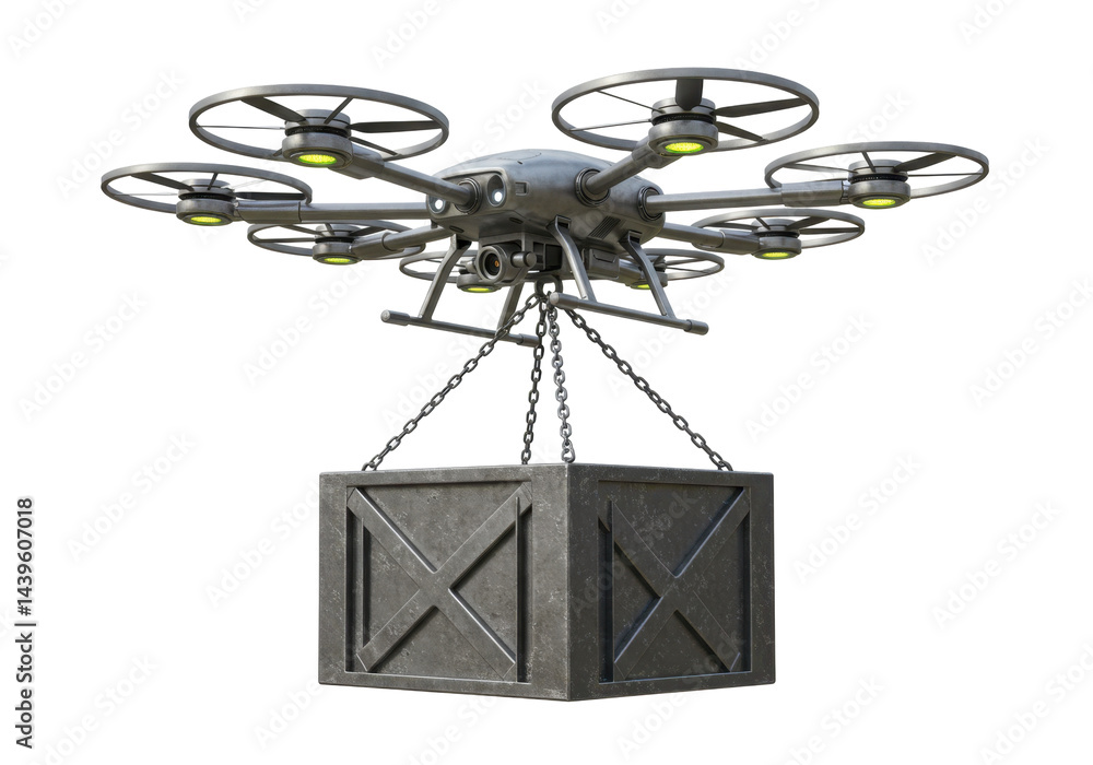 Drone carrying cargo box delivery system innovation futuristic technology Drone carrying cargo box delivery system innovation futuristic technology