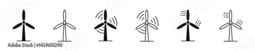Wind turbines symbols. Windmill vector icons. Windkraft. EPS 10