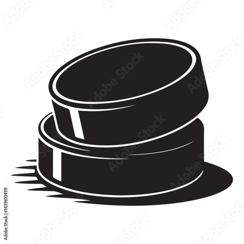 Hockey pucks Vector Black silhouettes. with white background