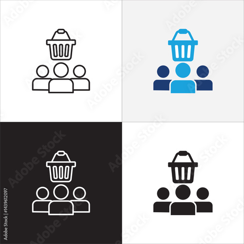 Consumer icon. online shopping user buyer icon. Shopper symbol. Customer sign. Icon symbol suitable for self service store, customer, buy. Vector  illustration