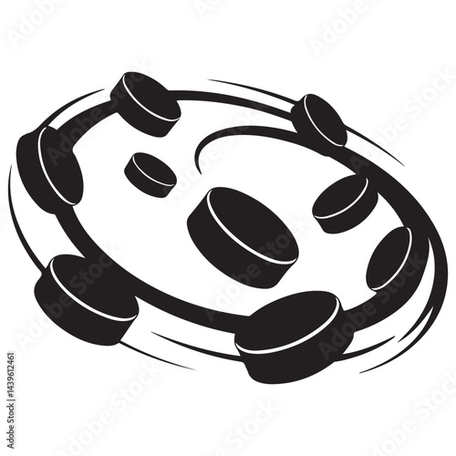 Hockey pucks Vector Black silhouettes. with white background