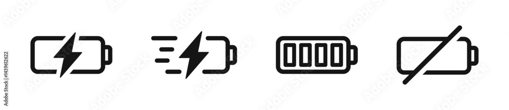 Battery charging. Battery vector icons. Accumulator icons. Charging icons. Charger vector icon. EPS 10 Battery charging. Battery vector icons. Accumulator icons. Charging icons. Charger vector icon. EPS 10