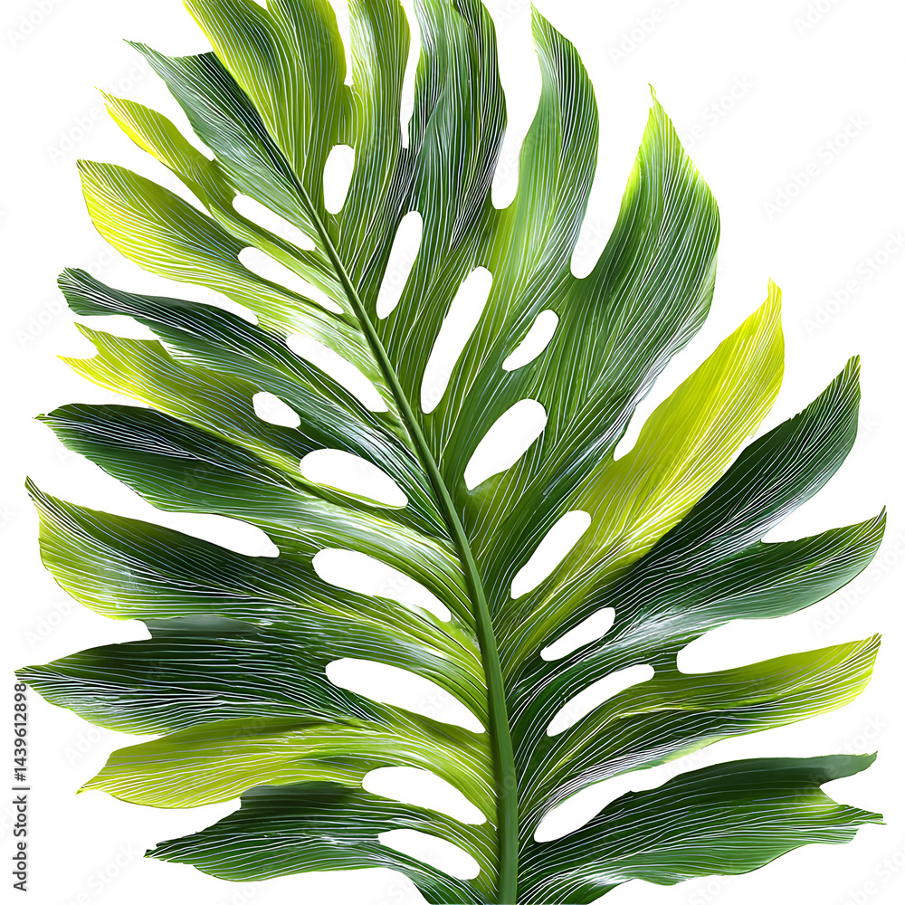Tropical green palm leaf, cut out