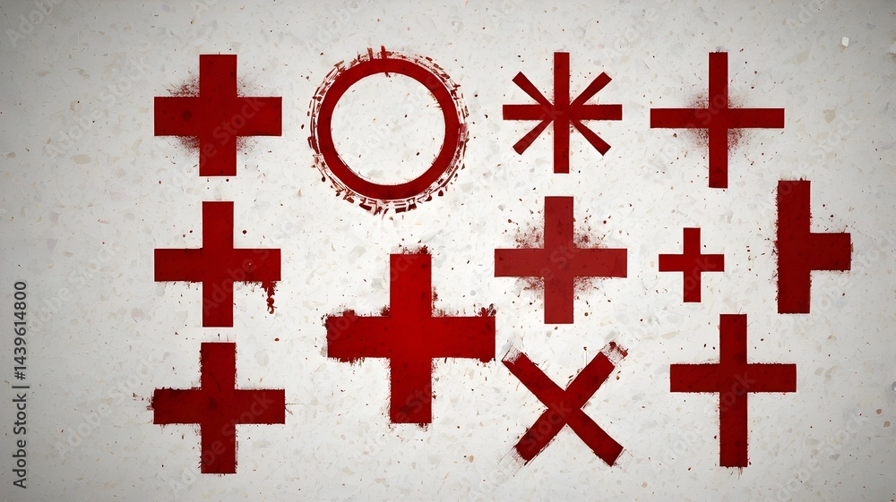 Fototapeta premium Red cross symbol, Grunge x mark, Vector cross sign,pure white background,Generative Ai 
