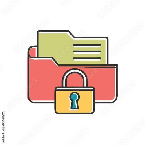 folder with lock file security on white background for web and graphic design