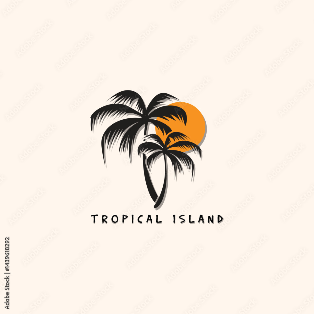 Fototapeta premium Palm tree silhouette isolated on white background. Vector Illustration.