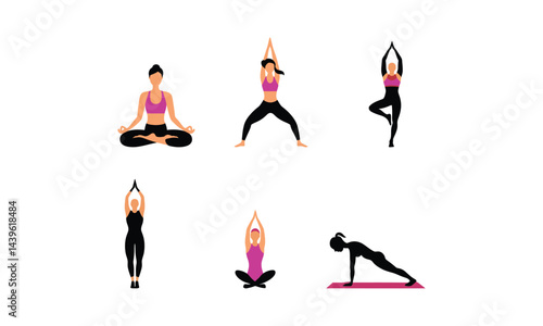 Women in Yoga Poses Vector Set
