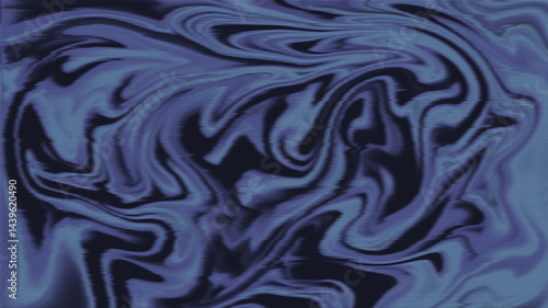 Dark swirls of liquids with grunge overlay and glitches. Trendy digital background