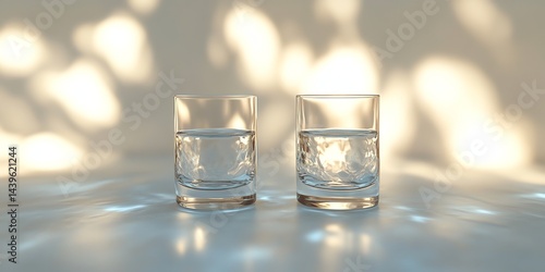Wallpaper Mural Glasses of water on a reflective surface with soft lighting Torontodigital.ca