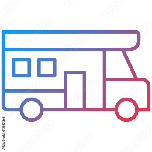 Camper Van Line Icon Style