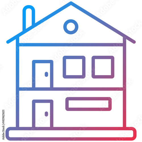 Bungalow Line Icon Style