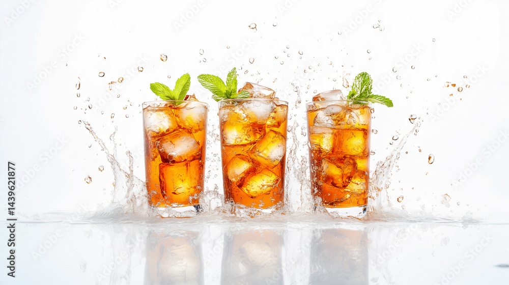 Minty iced drinks bring a refreshing vibe, created with Generative AI