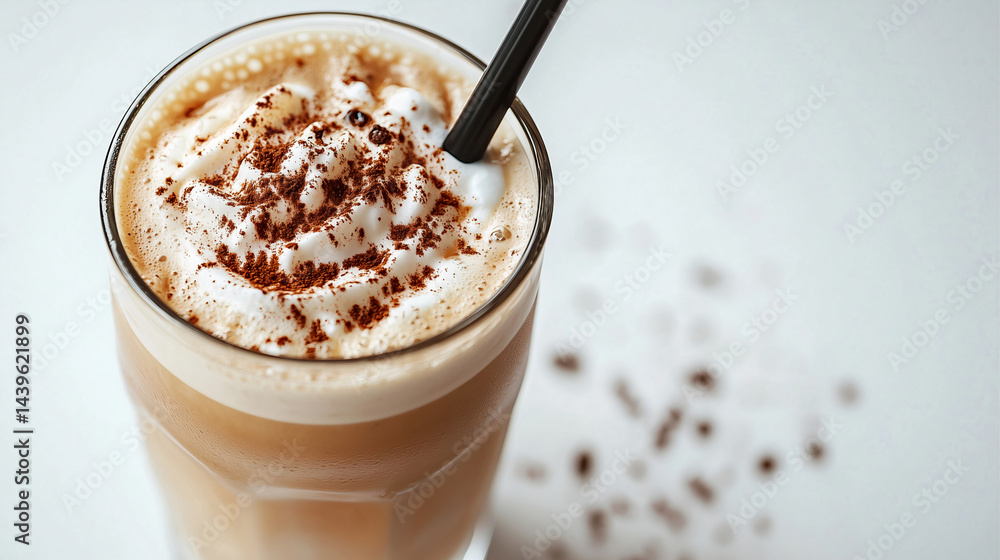 Iced drink with cream and chocolate garnished on top, created with Generative AI
