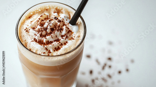 Obraz na płótnie Iced drink with cream and chocolate garnished on top, created with Generative AI w salonie