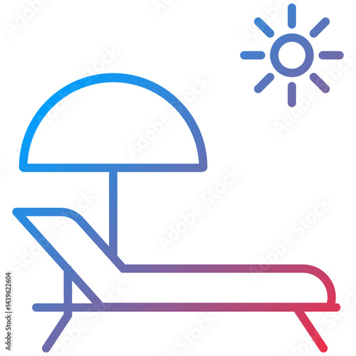 Sun Bed Line Icon Style