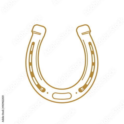 Golden Horseshoe Outline Icon Symbolizing Luck, Victory, and Equestrian Lifestyle
