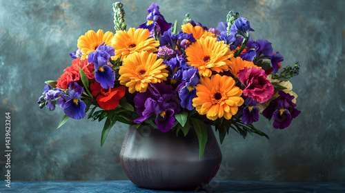 Wallpaper Mural Vibrant Flower Bouquet: Gerbera Daisies Irises and Pansies in a Vase Torontodigital.ca