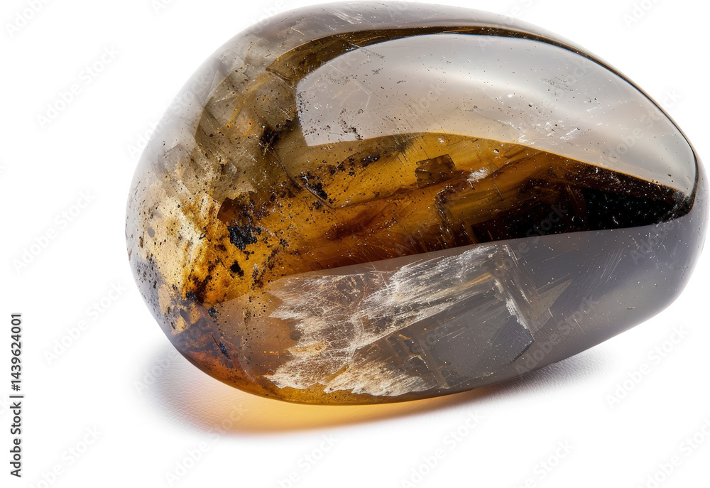 Shiny polished amber gemstone