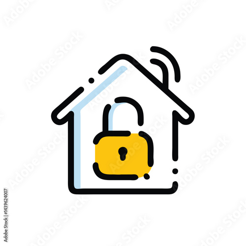 locked house home security on white background for web and graphic design