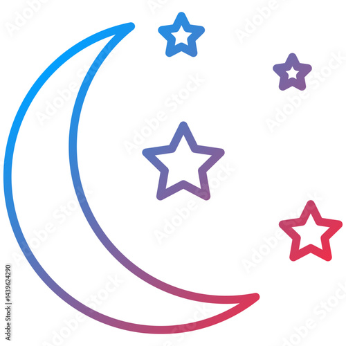 Crescent Moon Line Icon Style
