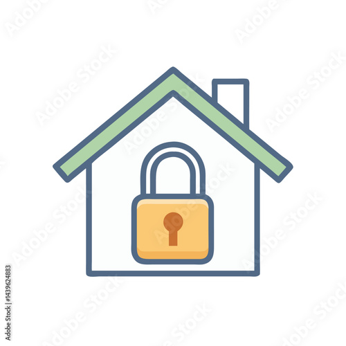 locked house home security on white background for web and graphic design