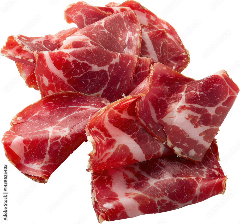 Assorted slices of cured meat.