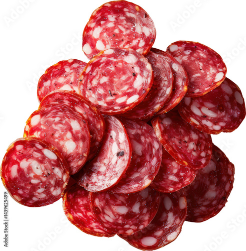 Obraz na płótnie Sliced salami arranged beautifully w salonie