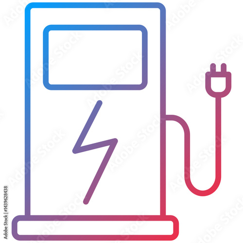 Electric Station Line Icon Style