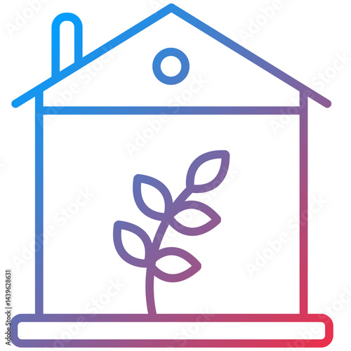 Eco House Line Icon Style
