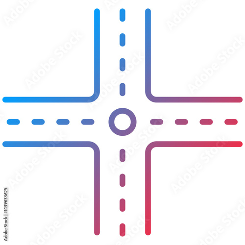 Crossroad Line Icon Style