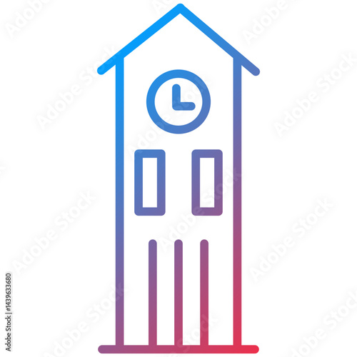 Clock Tower Line Icon Style