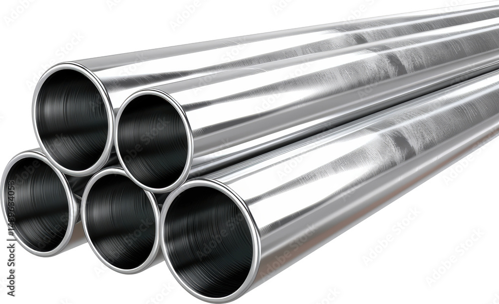 Stack of shiny metal pipes