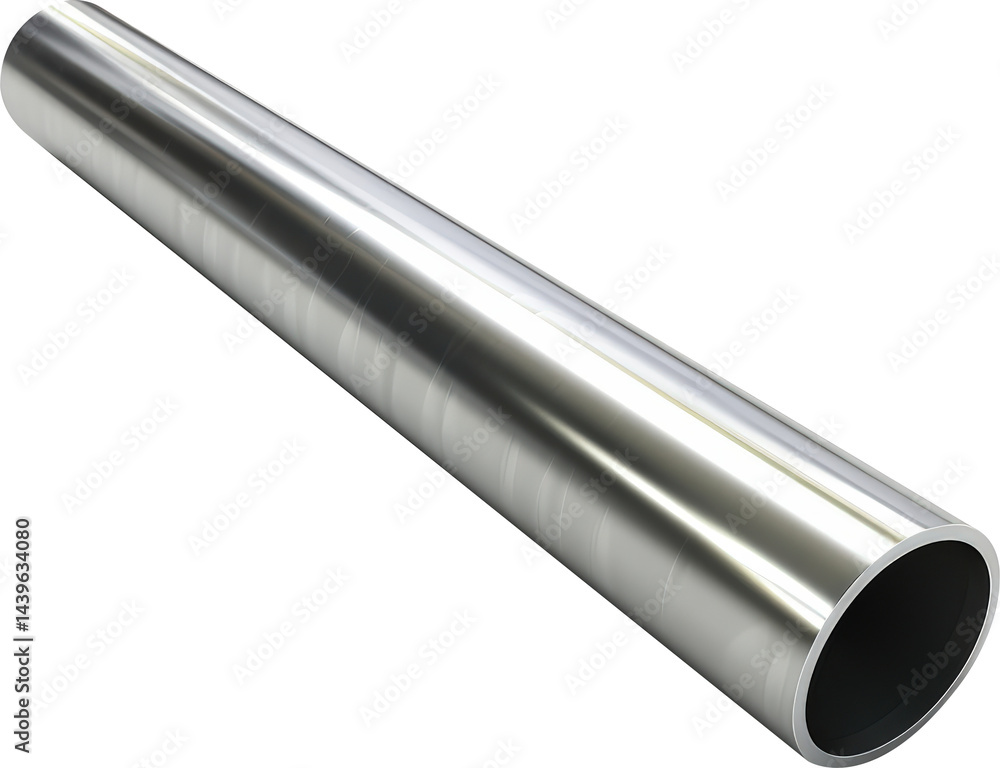 Shiny metallic pipe on white background