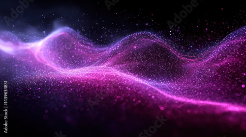 Waves of shimmering pink and purple sparkling particles