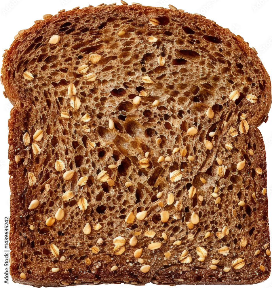 Freshly baked whole grain bread slice