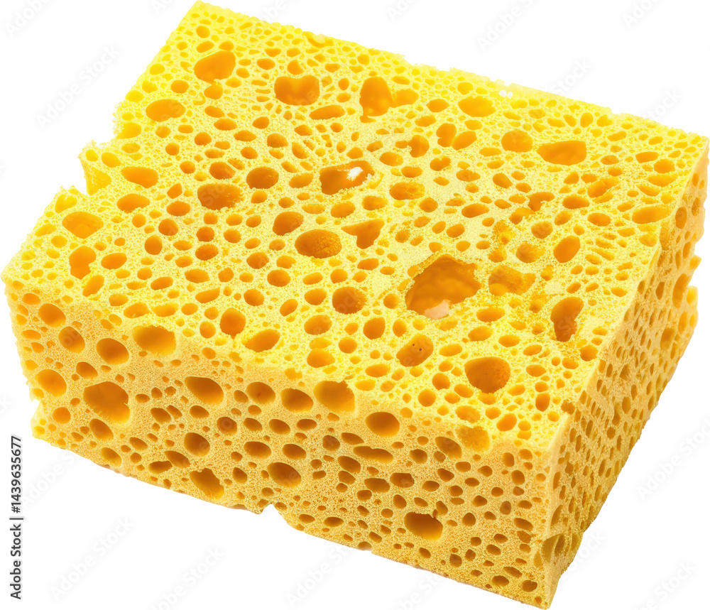 Bright yellow kitchen sponge close-up
