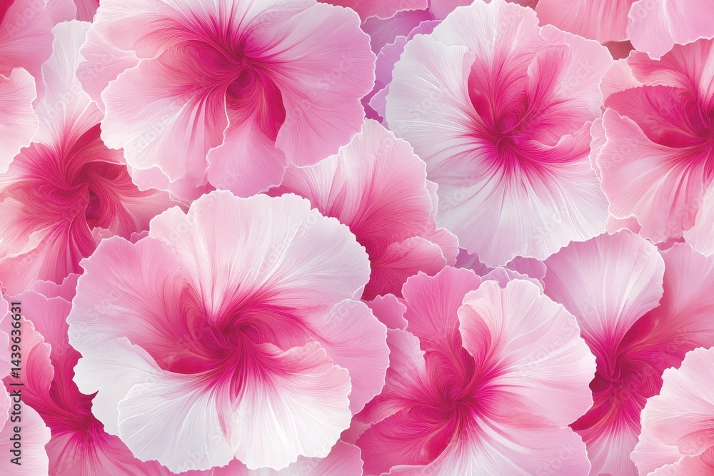 Fototapeta premium Close-up view of many delicate pink and white flowers.