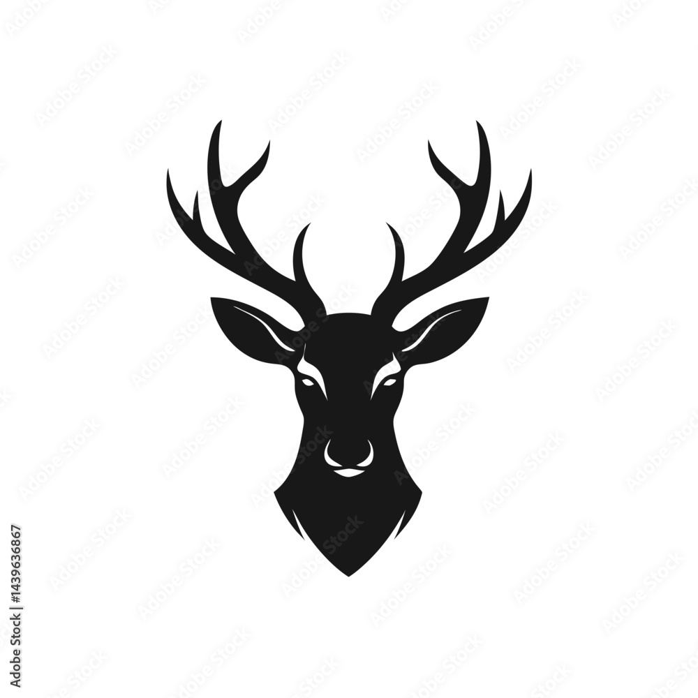 Black deer head silhouette art Black deer head silhouette art