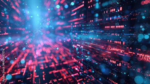 Wallpaper Mural Abstract digital shape or line and technological cyber style particle design connect in surreal electronic shape designing. High tech scenery express mysterious pattern perfect for wallpaper. AIG53. Torontodigital.ca